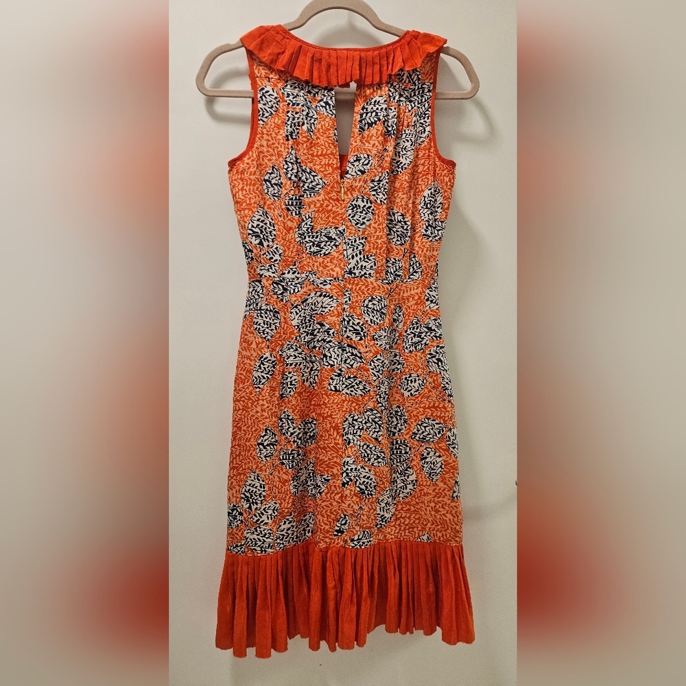 Tory Burch Janetta Silk Ruffle Pleated Dress,Mermaid Hem Size 0 - Picture 4 of 11